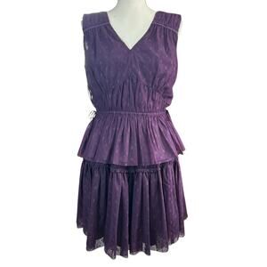 Draper James 2 Piece Skirt (L) Top (M) Set Eggplant Purple Tier Tulle Whimsical